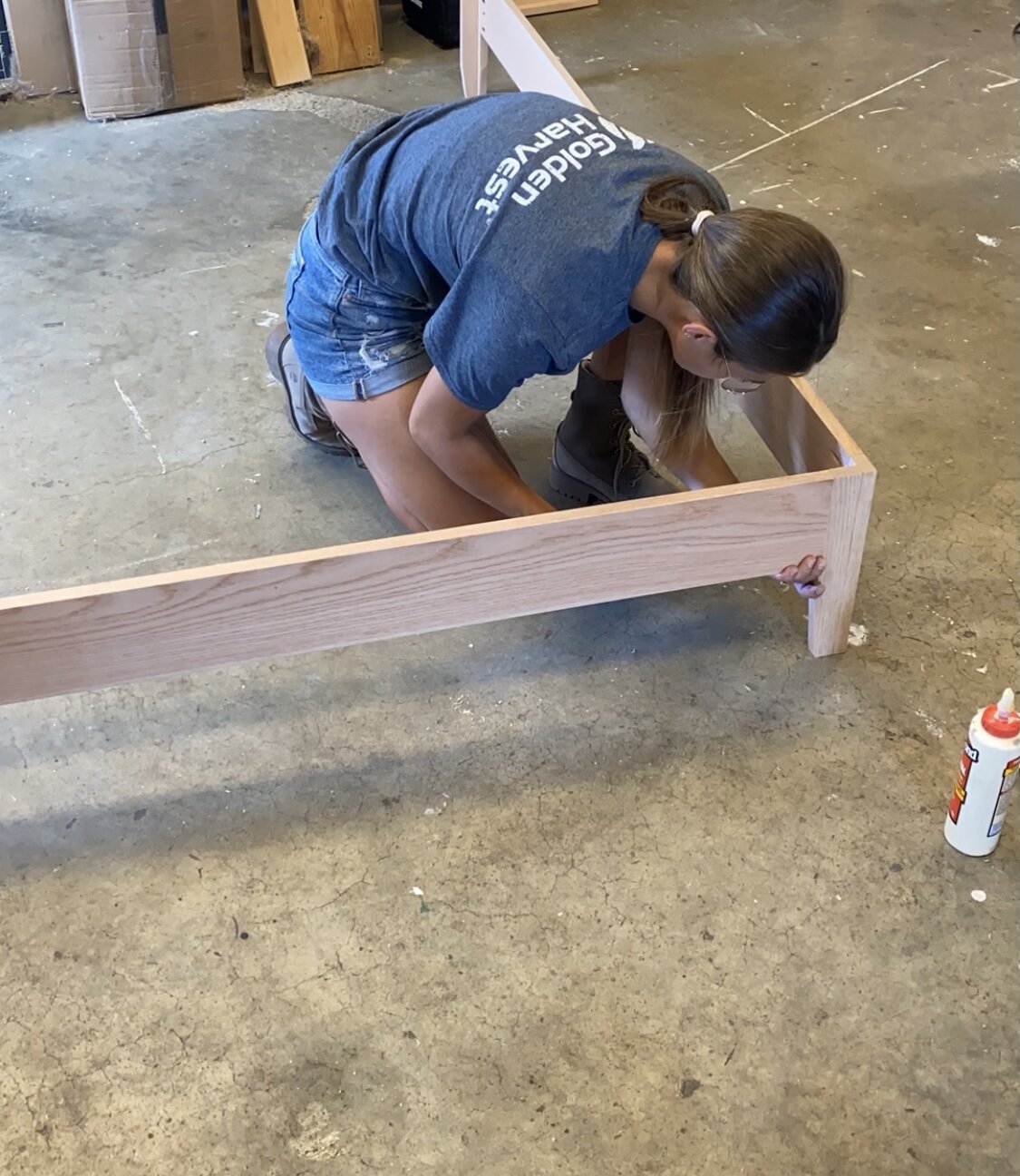Do the same with your 2 - 80” boards (attaching them to the “Blue/long” side of your legs. This will create the side running boards of your bed) That’s it! You now have the base of your bed completely assembled!